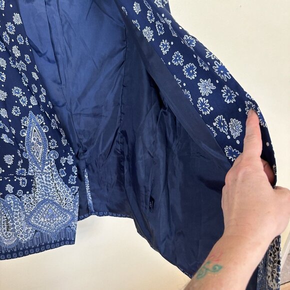 Eloquii by The Limited Womens Navy Blue Paisley Lightweight 1 Button Blazer 16W - Picture 8 of 14